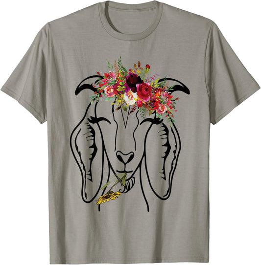 Goats Floral Bandana Headband - Farm Animal Goat Graphics T-Shirt - T-Shirt | Sand