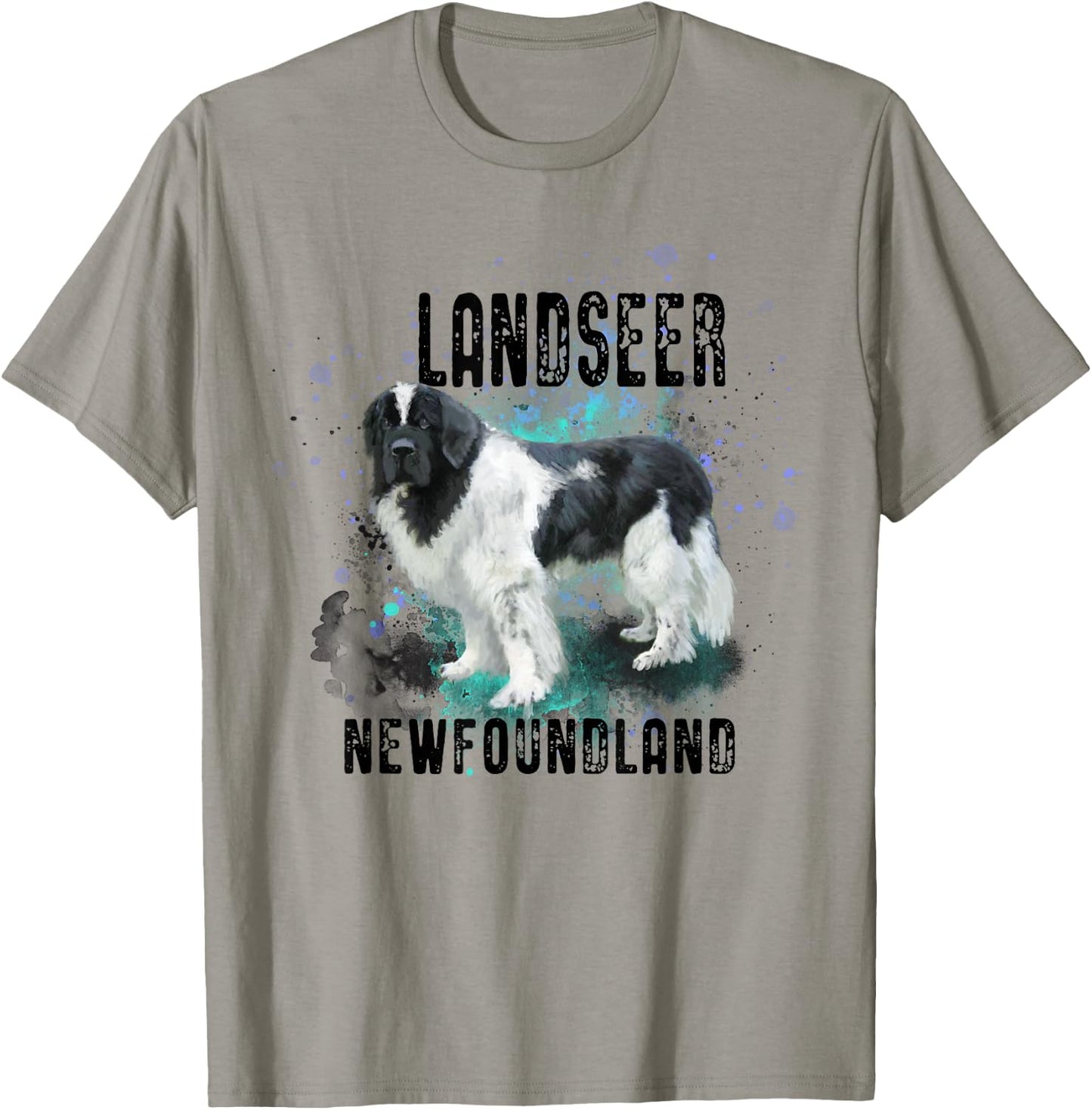 Brightly Painted Landseer Newfoundland Dog Breed T-Shirt - T-Shirt | Sand