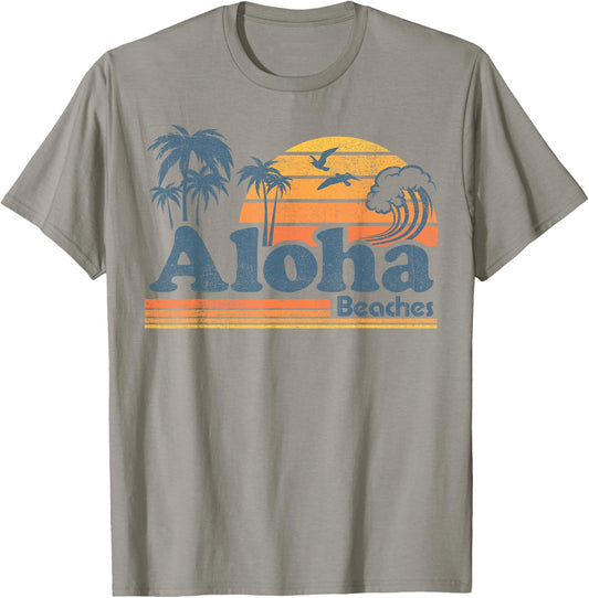 Aloha Beaches Hawaii Vintage Beach Surfing Retro Hawaiian T-Shirt - T-Shirt | Sand