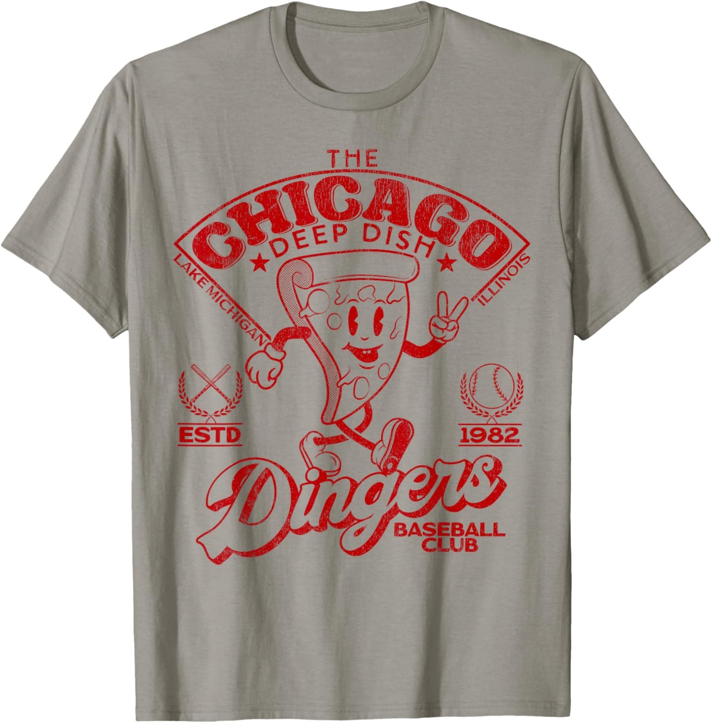 Chicago Deep Dish Dingers Minor League Retro Baseball Red T-Shirt - T-Shirt | Sand