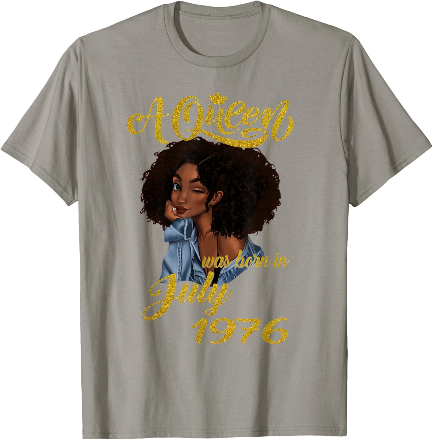 A Queen Was Born in July 1976 45th Birthday T-Shirt - T-Shirt | Sand