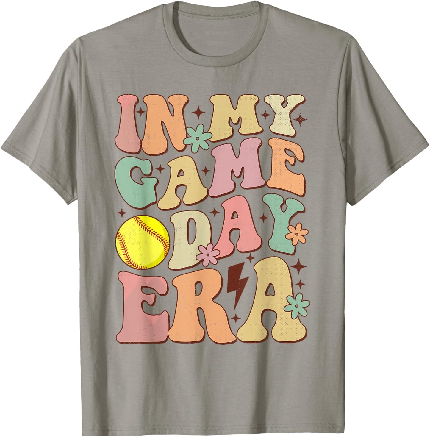 Groovy In My Game Day Era Softball Game Day Vibes Women Girl T-Shirt - T-Shirt | Sand