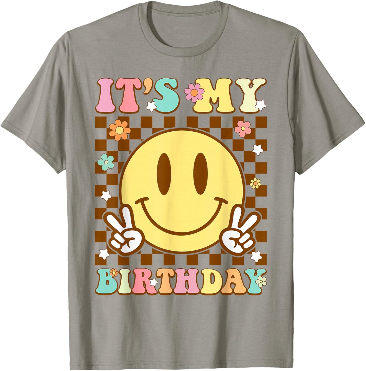 It's My Birthday Men Women Boys Girls Kid Retro Groovy Bday T-Shirt - T-Shirt | Sand