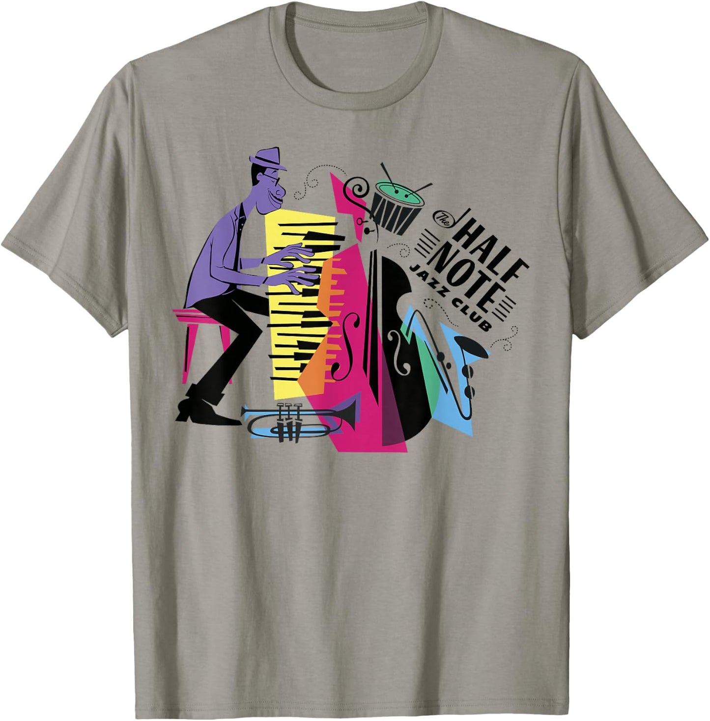 Disney Pixar Soul Half Note Jazz Club Collage Logo T-Shirt - T-Shirt | Sand