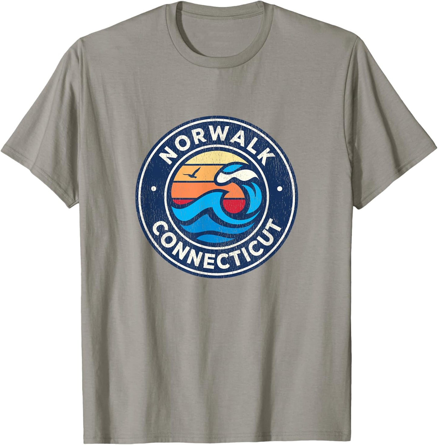 Norwalk Connecticut CT Vintage Nautical Waves Design T-Shirt - T-Shirt | Sand