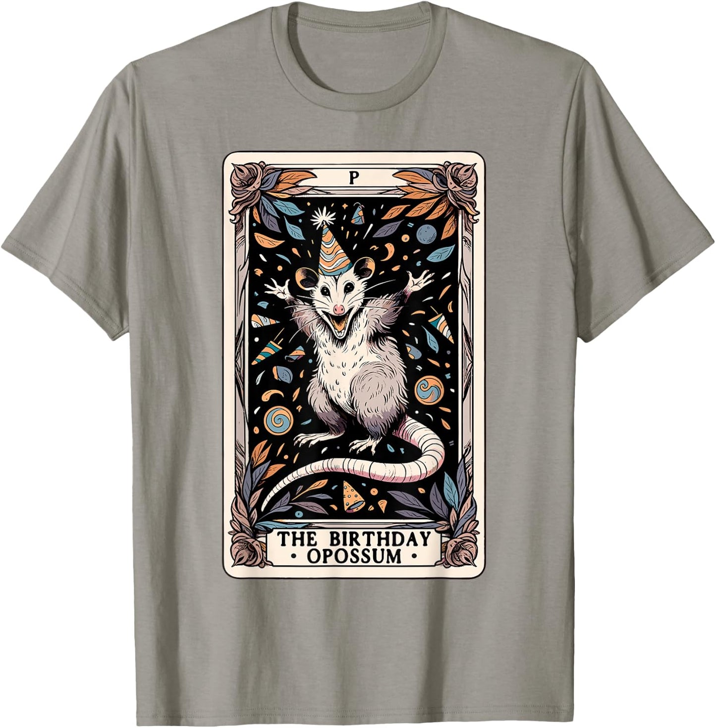 The Birthday Opossum Tarot Card Opossum T-Shirt - T-Shirt | Sand