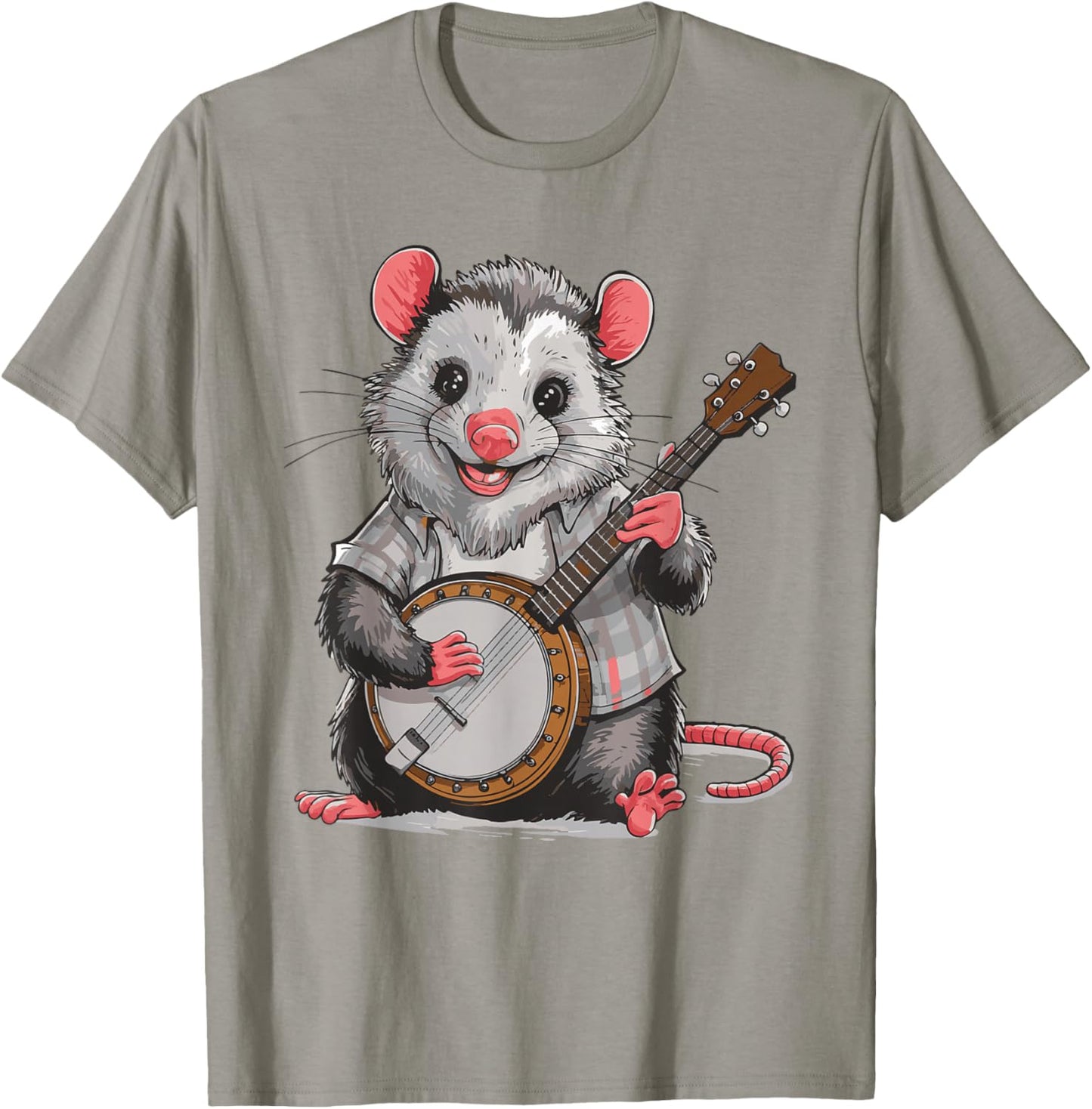 Opossum Playing Banjo T-Shirt - T-Shirt | Sand