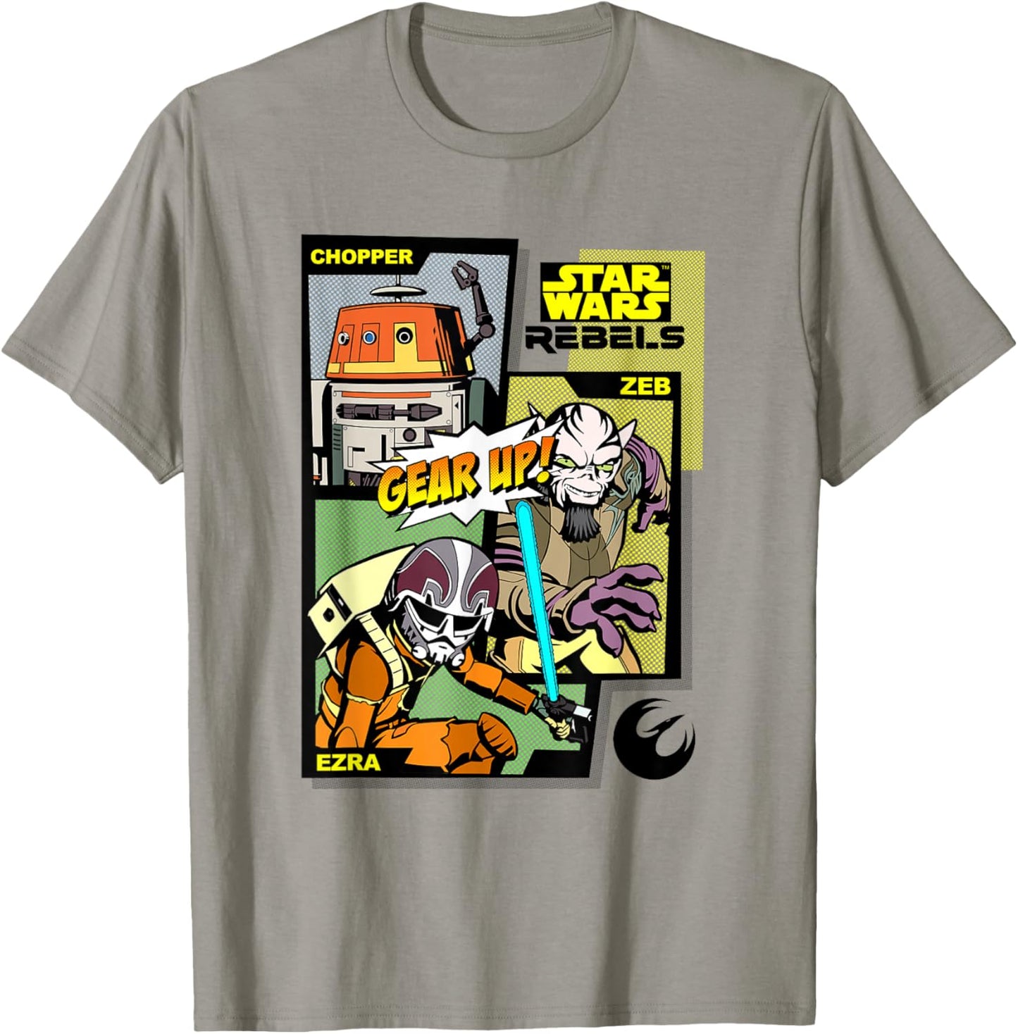 Star Wars Rebels Gear Up! Chopper Ezra & Zeb Comic Panels T-Shirt - T-Shirt | Sand