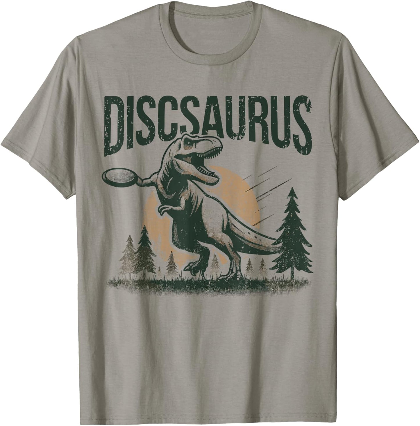 Disc Golfer I Dinosaur T-Rex Discsaurus Disc Golf Player T-Shirt - T-Shirt | Sand