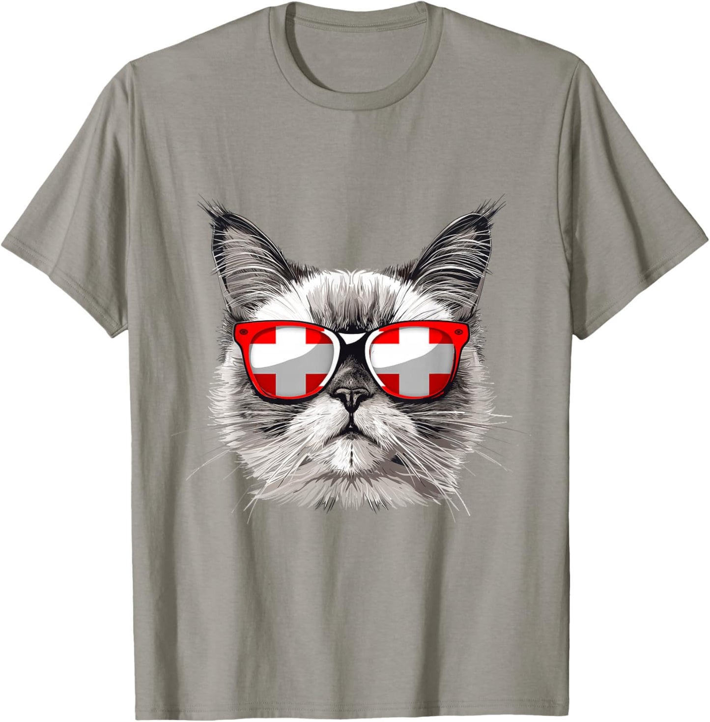 Switzerland Flag Cat Mom Souvenirs Products Kitten Swiss T-Shirt - T-Shirt | Sand