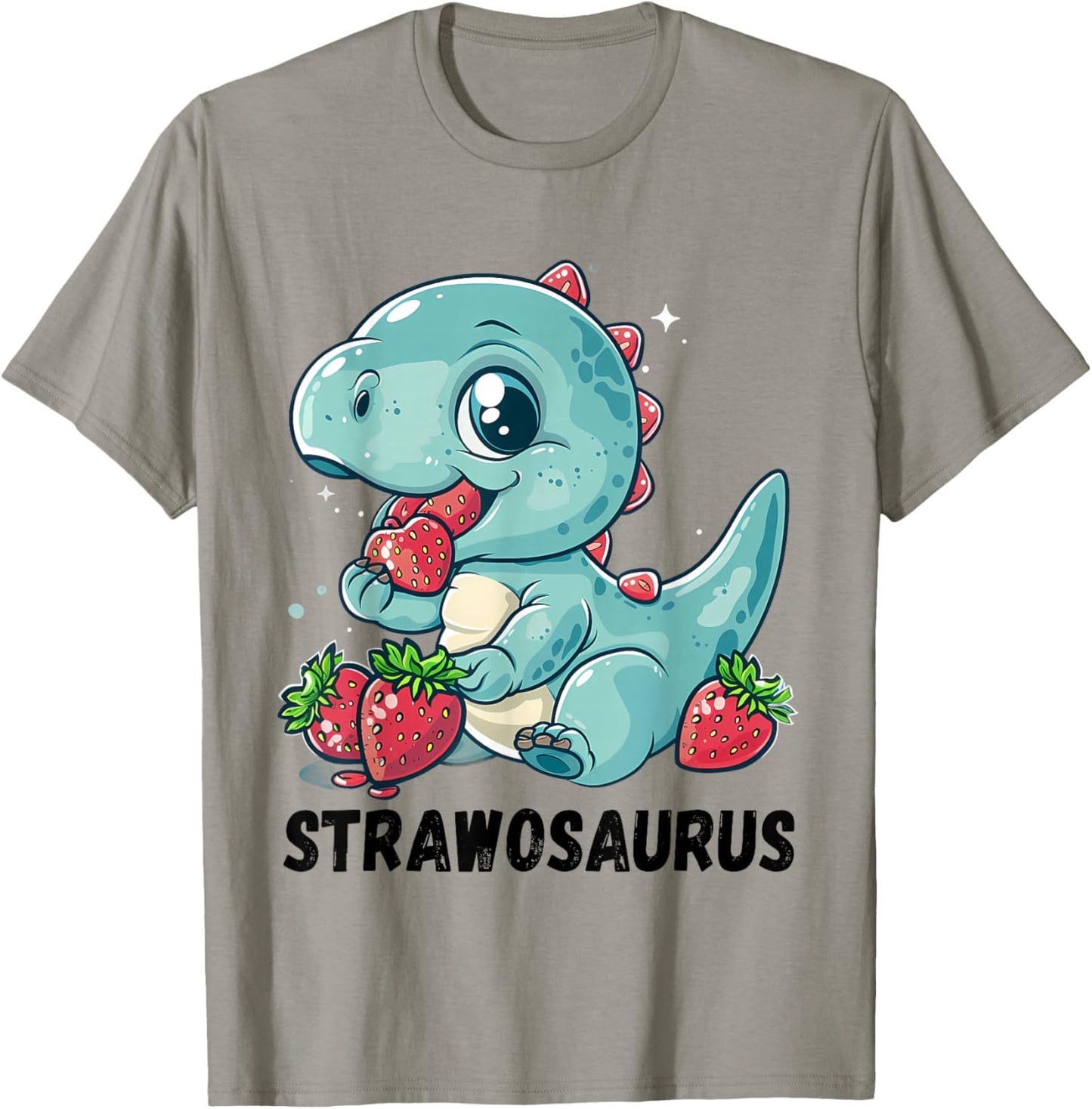 Strawberry Dinosaur Cute Dino Strawberries T-Rex Drawing T-Shirt - T-Shirt | Sand