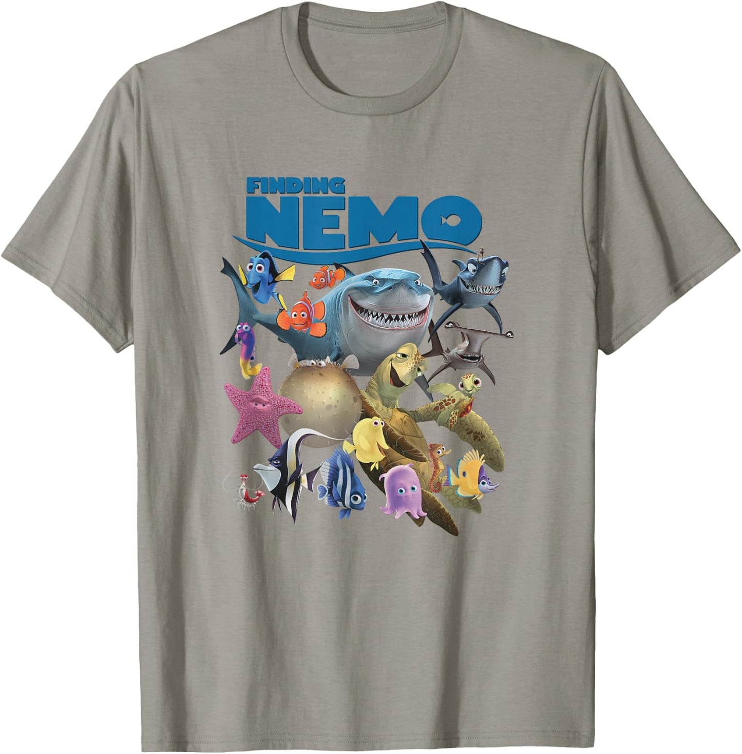 Disney Pixar Finding Nemo Iconic Characters Group Shot Logo T-Shirt - T-Shirt | Sand