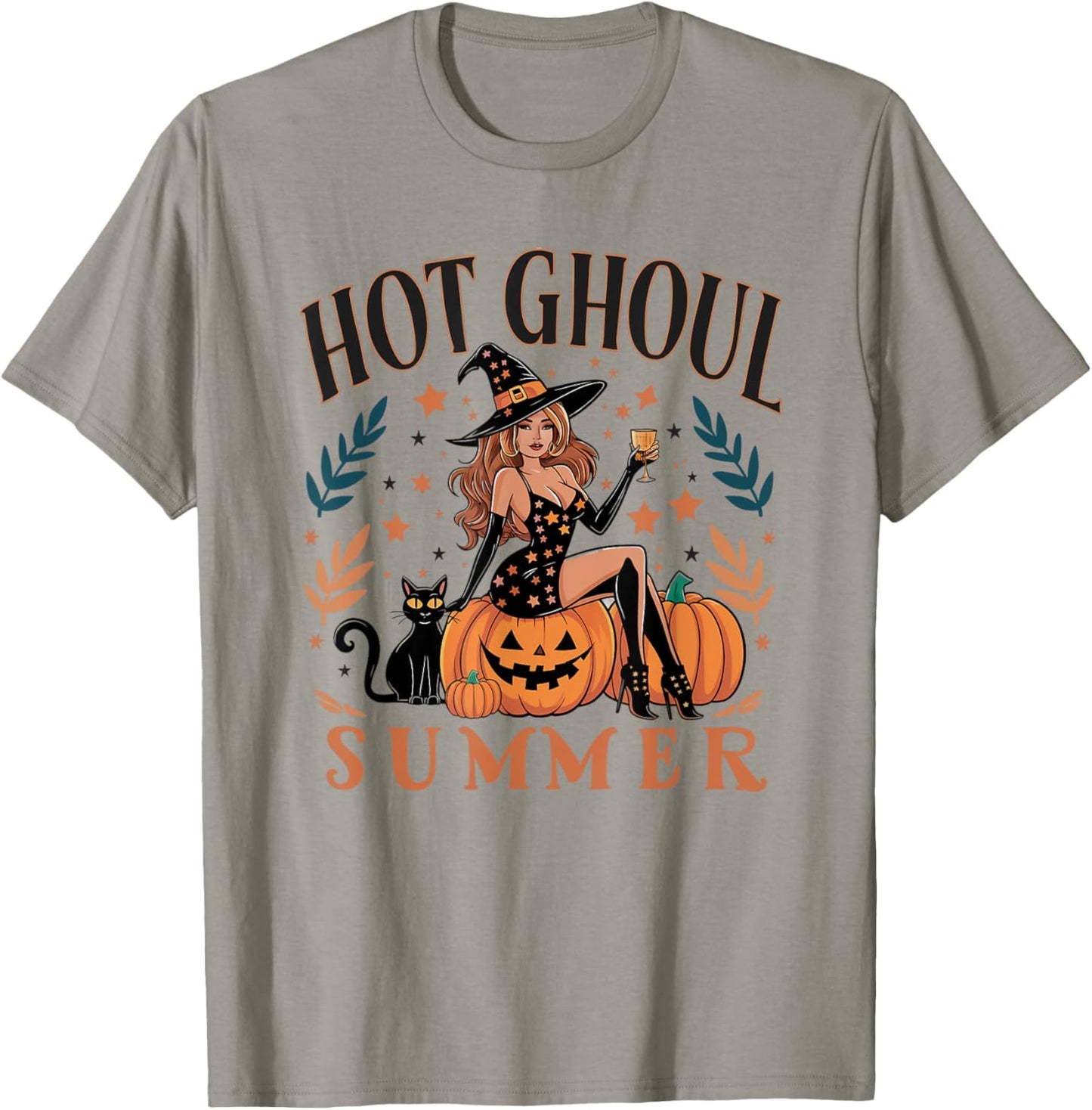 Hot Ghoul Summer Funny Witch Gothic Spooky Retro Halloween T-Shirt - T-Shirt | Sand