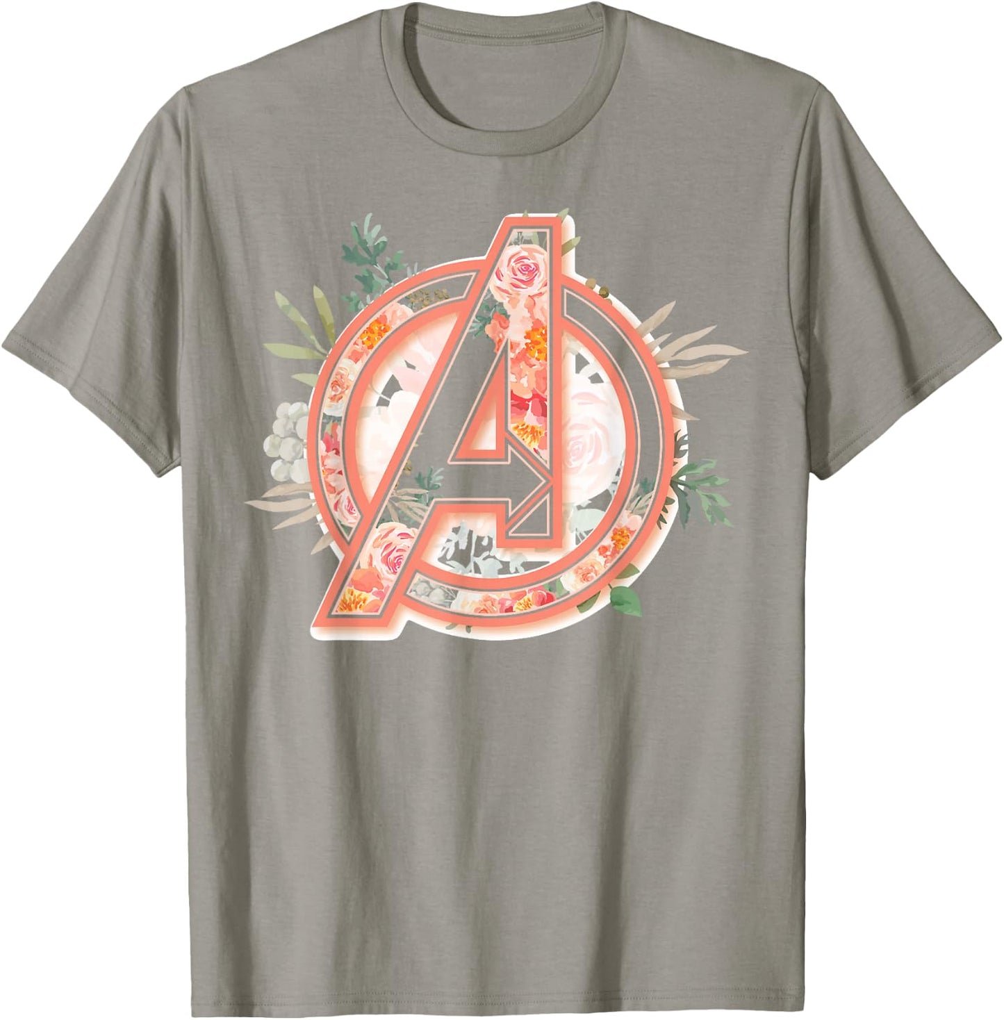 Marvel Avengers Soft Floral Fill Logo Small T-Shirt - T-Shirt | Sand