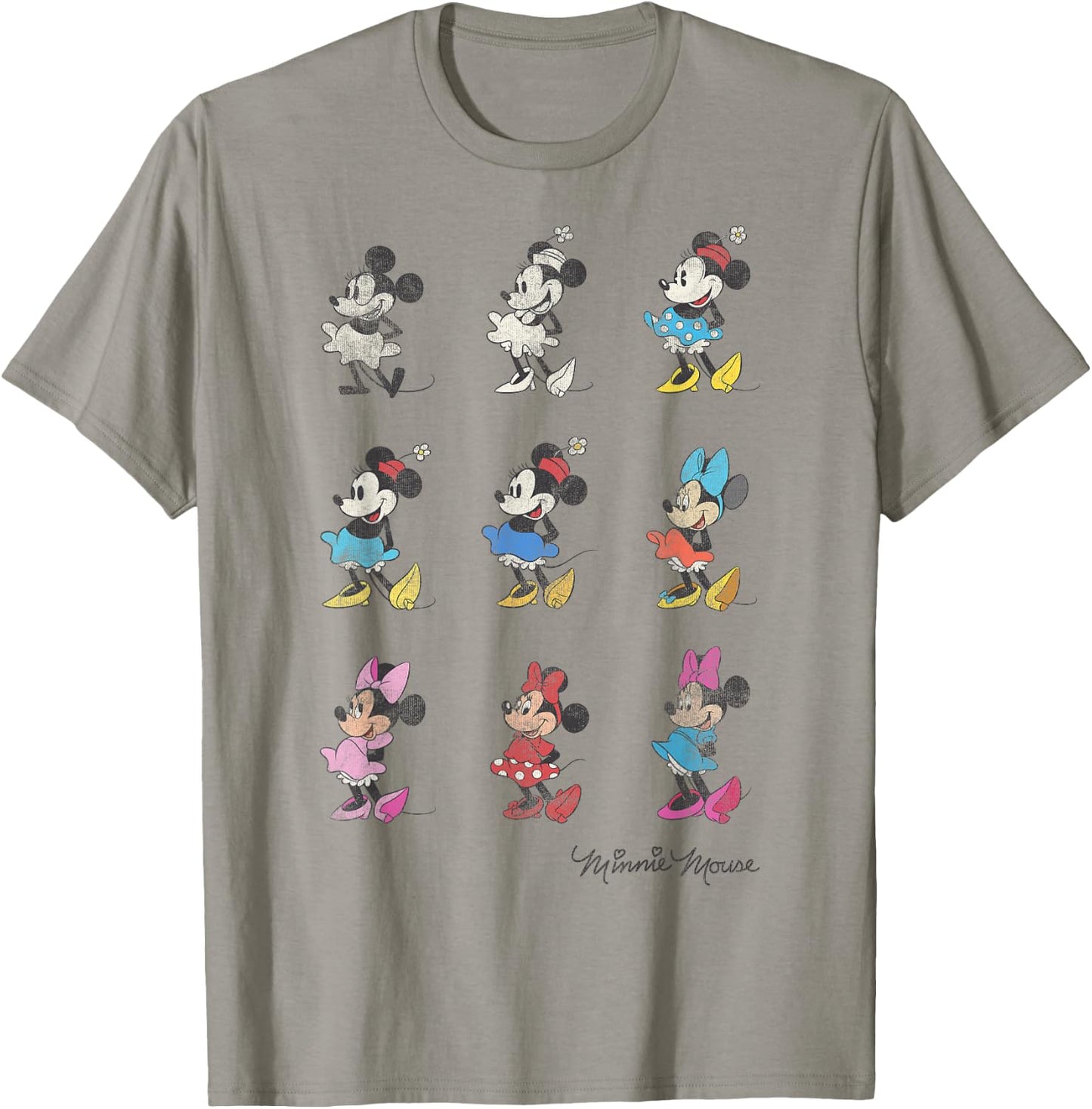 Disney Mickey And Friends Minnie Mouse Through The Years Short Sleeve ,Small T-Shirt - T-Shirt | Sand