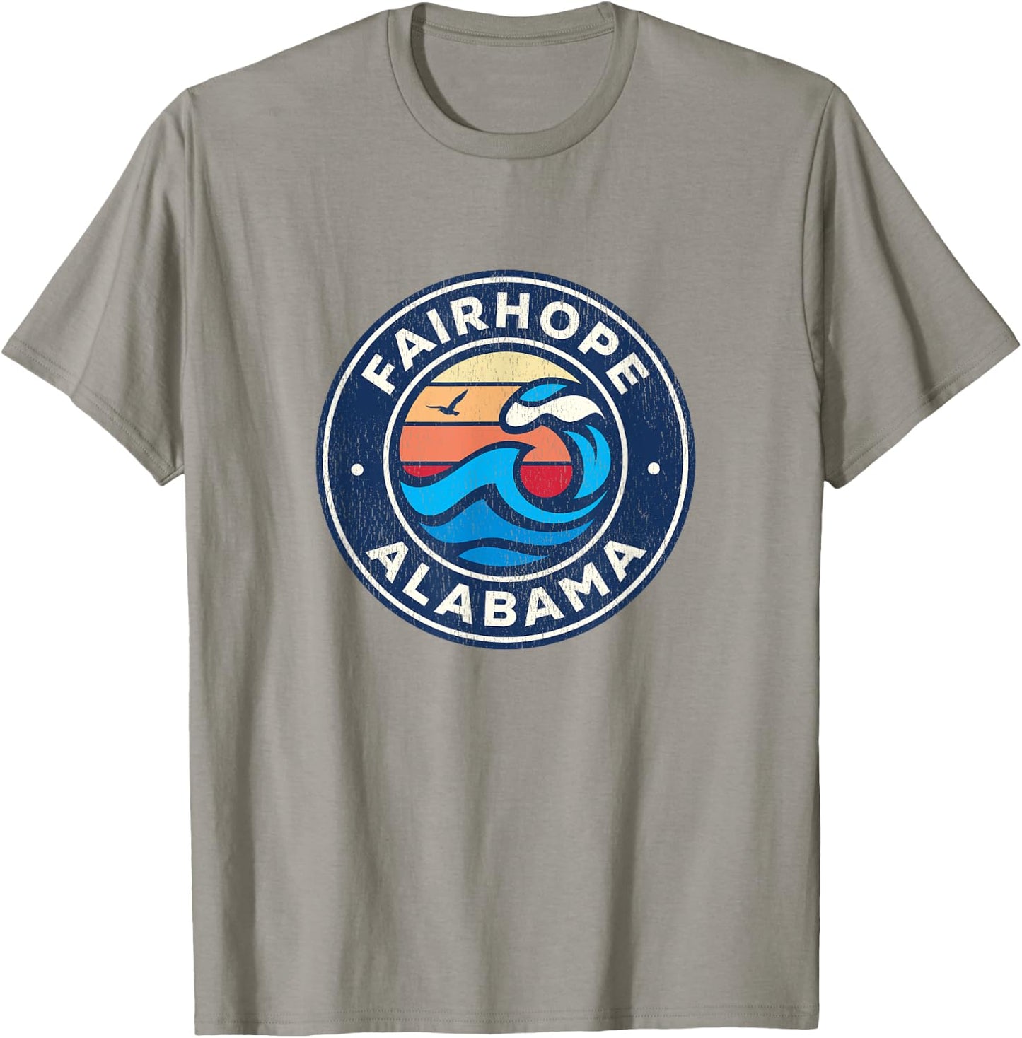 Fairhope Alabama AL Vintage Nautical Waves Design T-Shirt - T-Shirt | Sand
