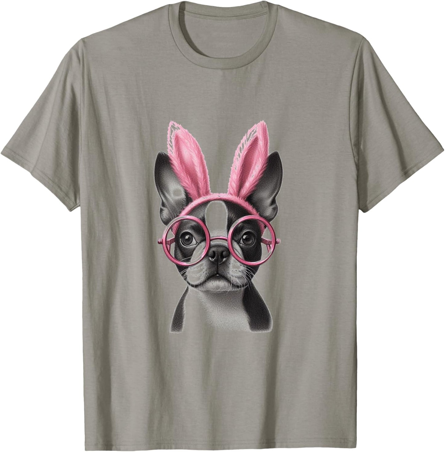 Easter Boston Terrier Rabbit Bunny Ears Women Men Kids T-Shirt - T-Shirt | Sand