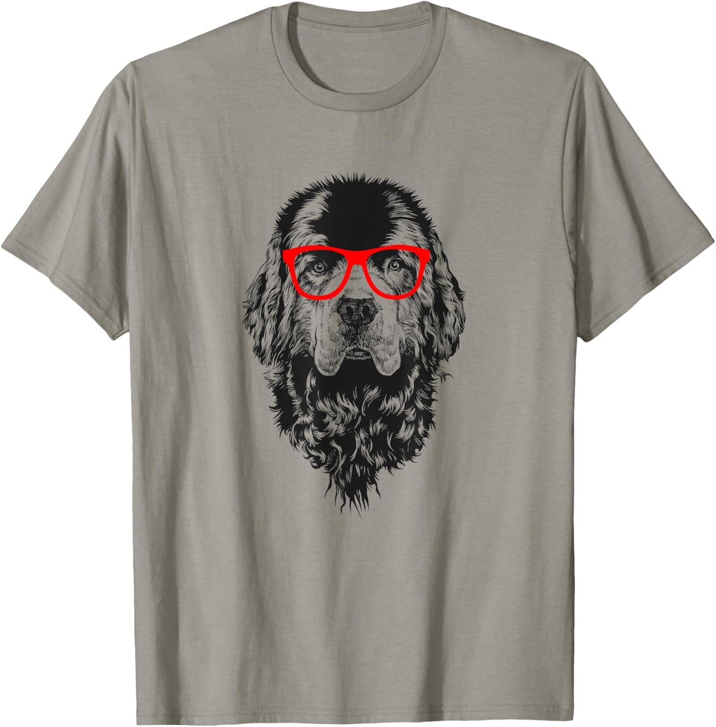 Newfie in Red Glasses Nerd Newfoundland Dog T-Shirt - T-Shirt | Sand