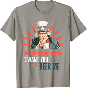 I Want You to Beer Me Patriotic Celebration T-Shirt - T-Shirt | Sand