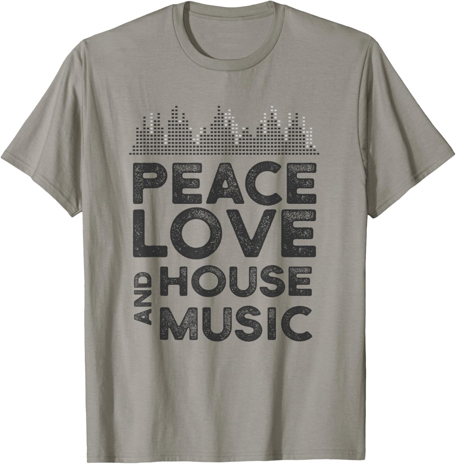 Peace, Love and House Music Gear for House Music Producer T-Shirt - T-Shirt | Sand