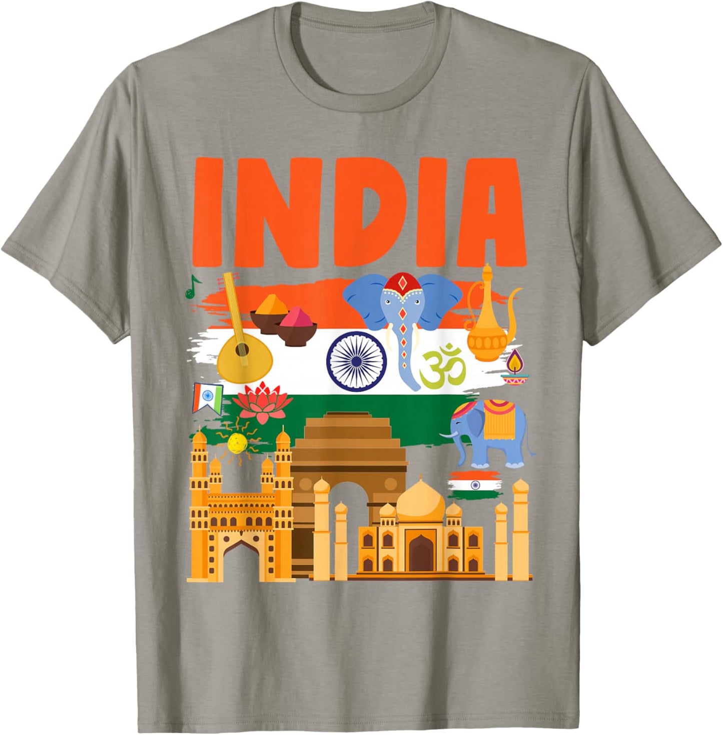 Indian Flag Outfit Idea For Kids With Elephant & India Flag T-Shirt - T-Shirt | Sand