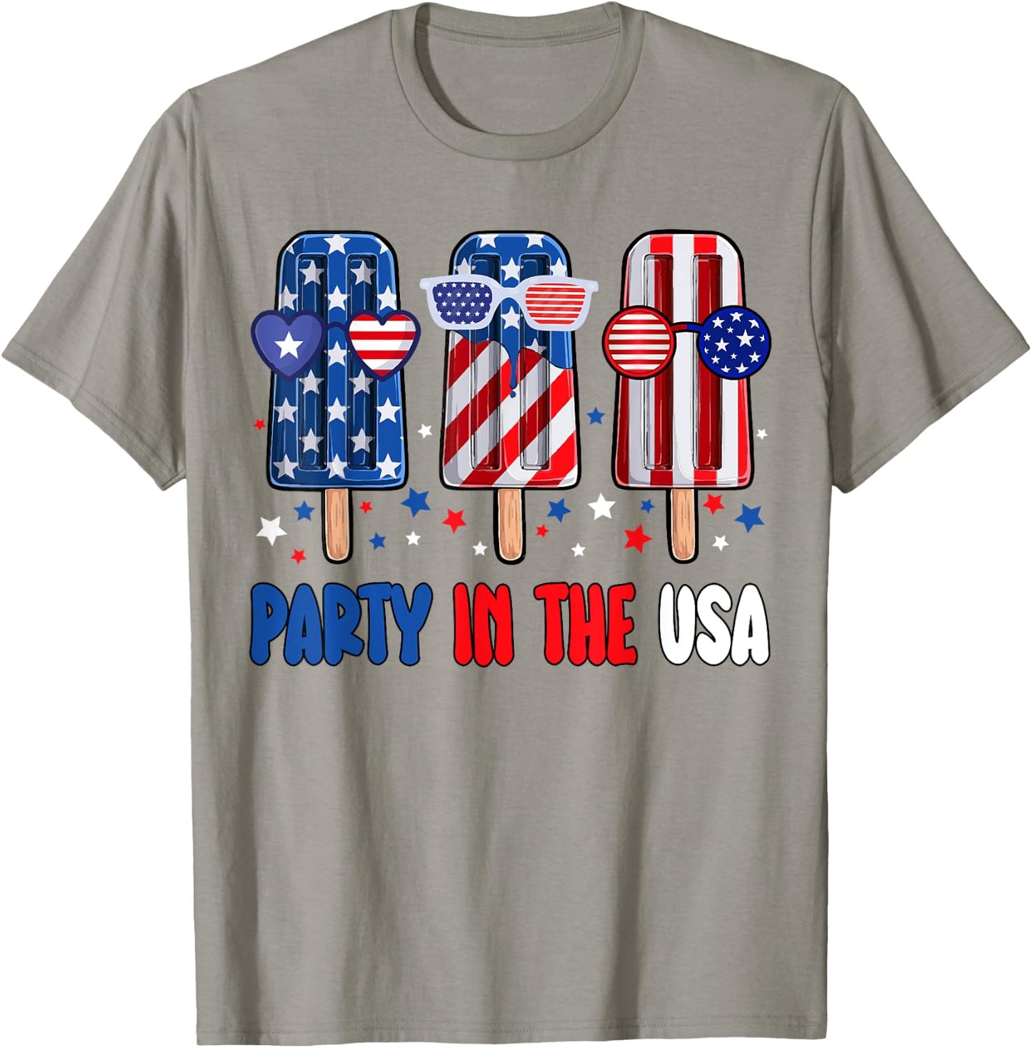 Party In The USA Popsicle American Flag Kids Girls Boys T-Shirt - T-Shirt | Sand