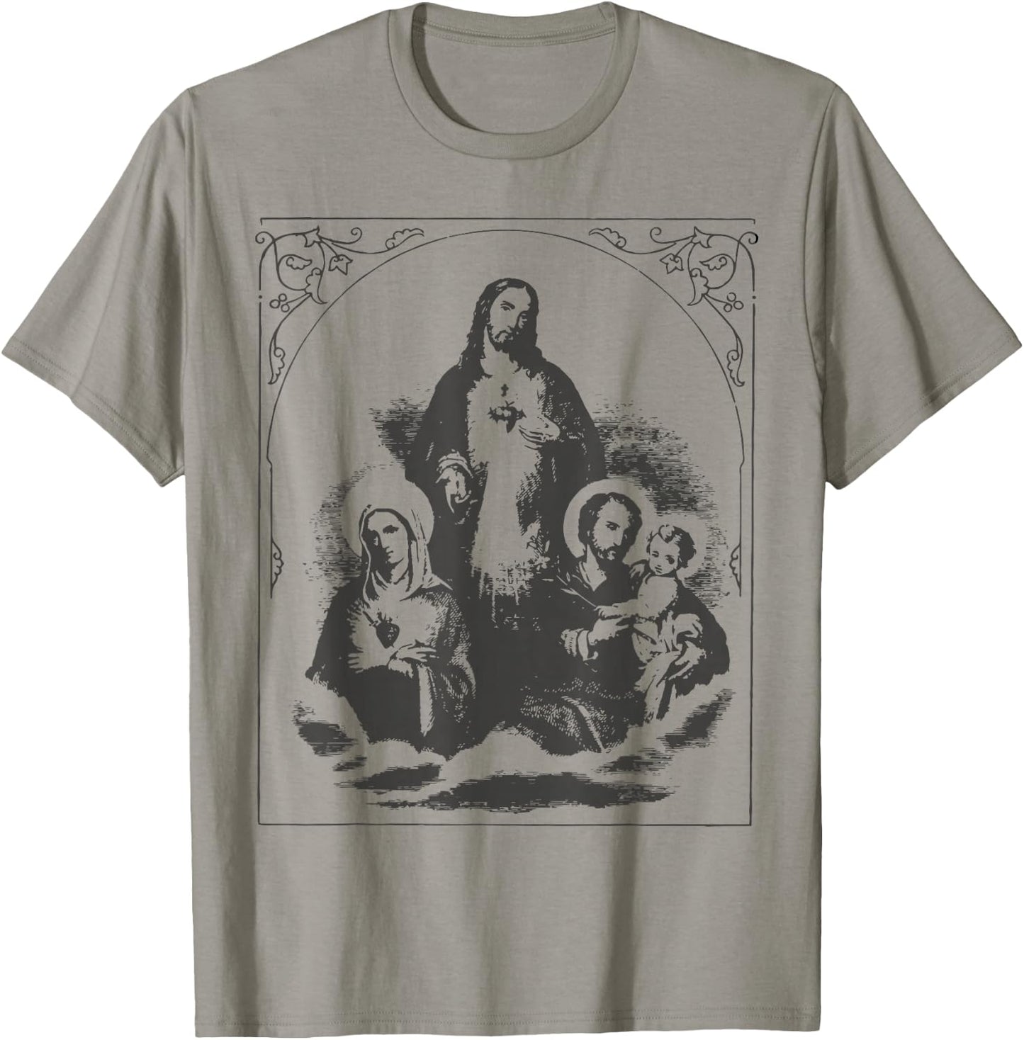 Holy Image Catholic Sagrada Family Familia Joseph Mary Jesus T-Shirt - T-Shirt | Sand