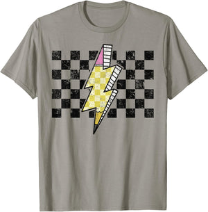 Retro Black And White Checkered Pattern Pencil T-Shirt - T-Shirt | Sand