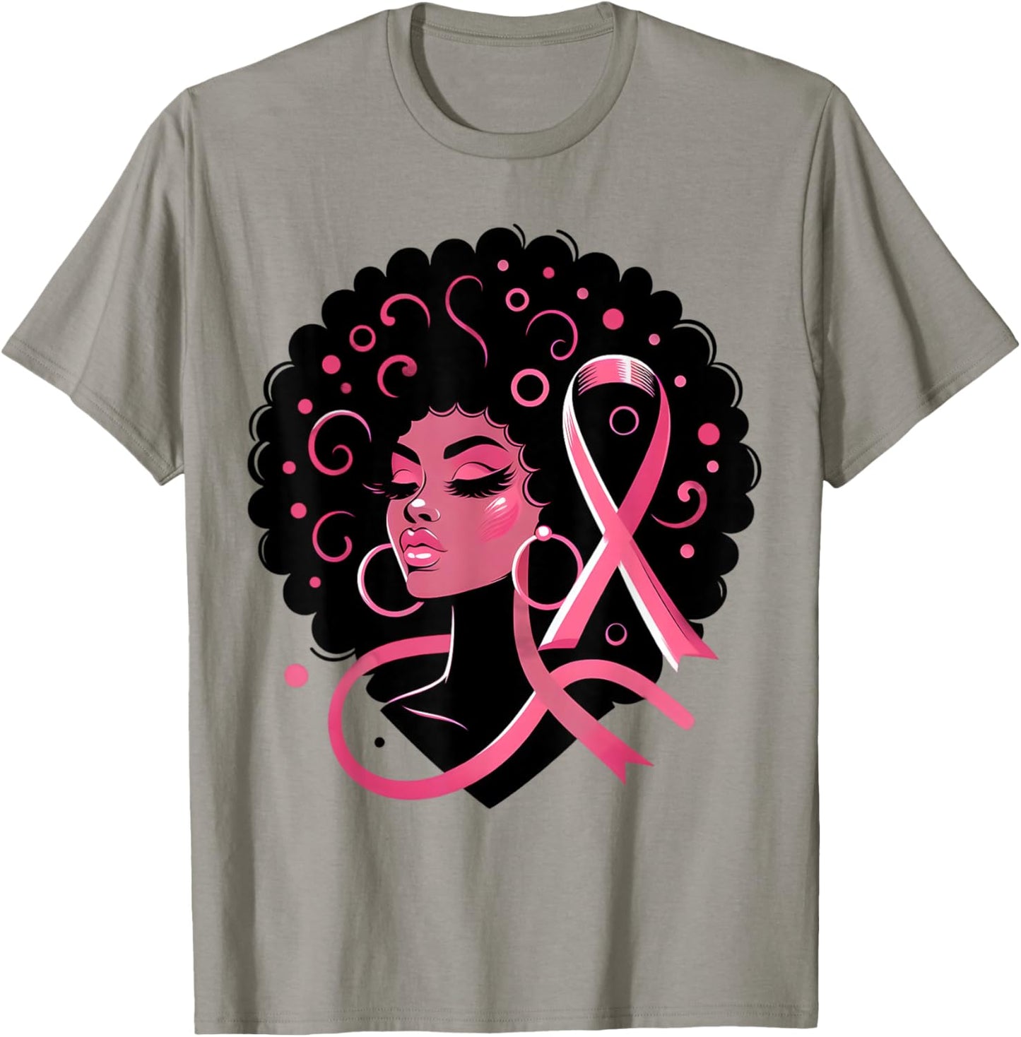 Breast Cancer Black African American Women Support Pink T-Shirt - T-Shirt | Sand