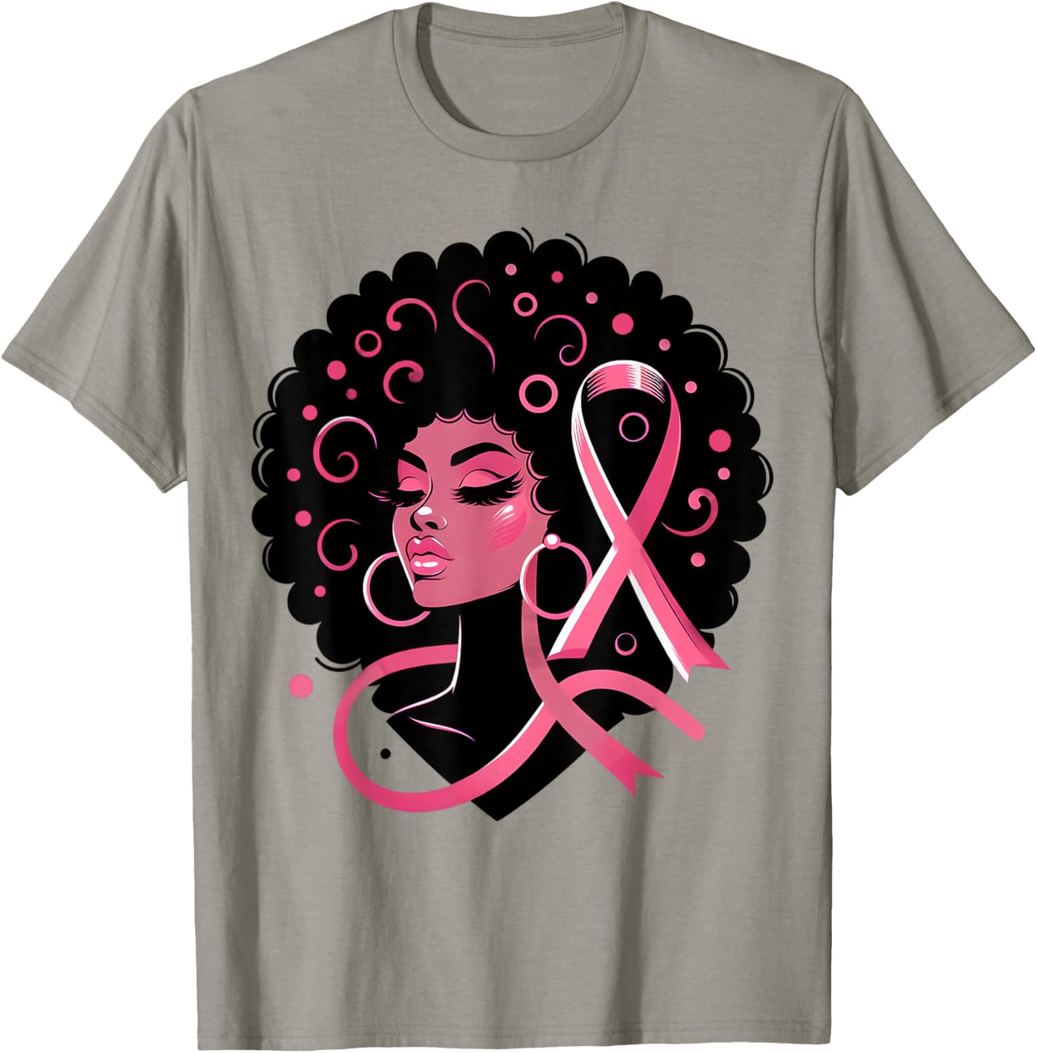 Breast Cancer Black African American Women Support Pink T-Shirt - T-Shirt | Sand