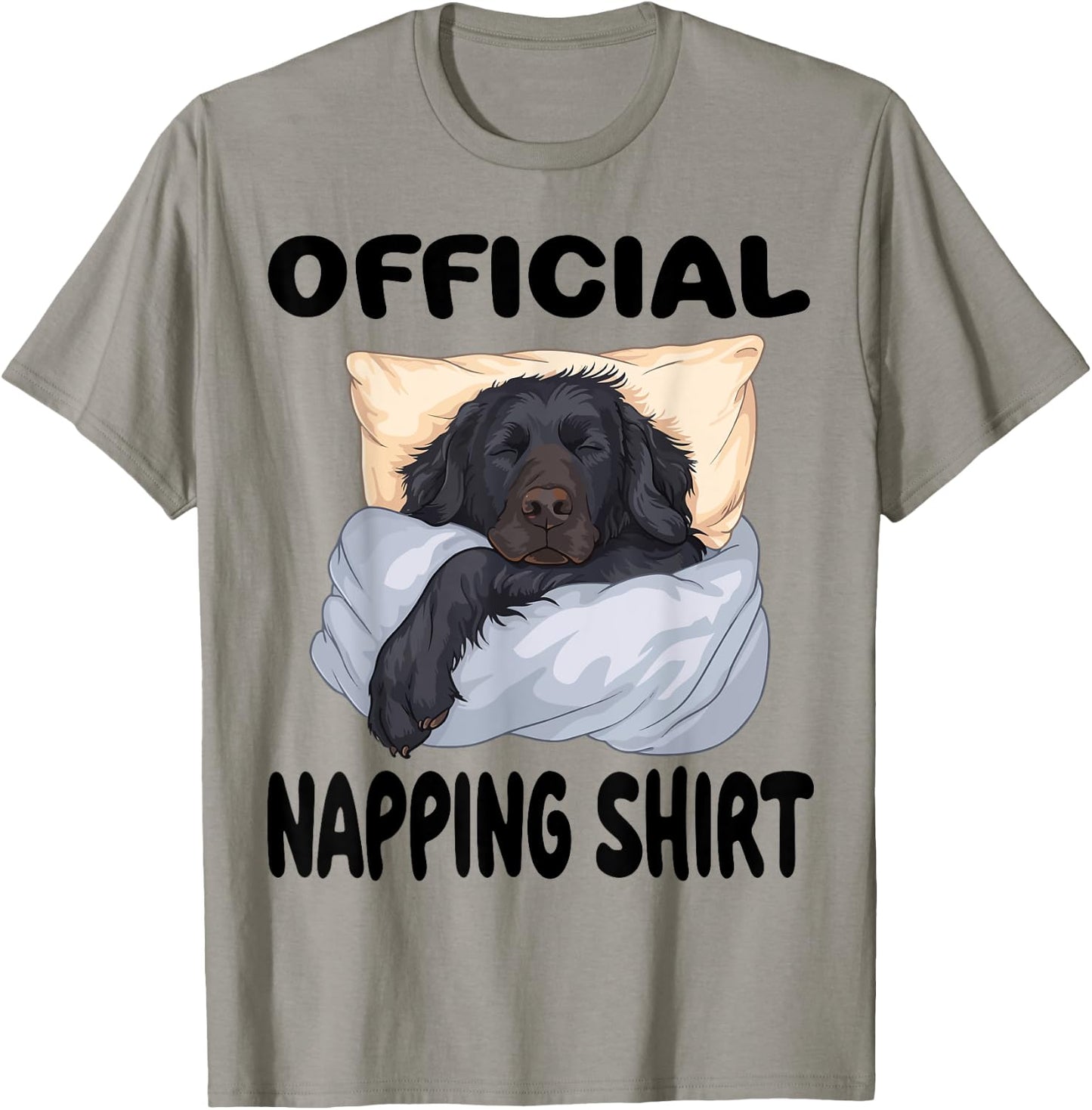 Flat Coated Retriever Dog Official Napping shirt Pajamas T-Shirt - T-Shirt | Sand
