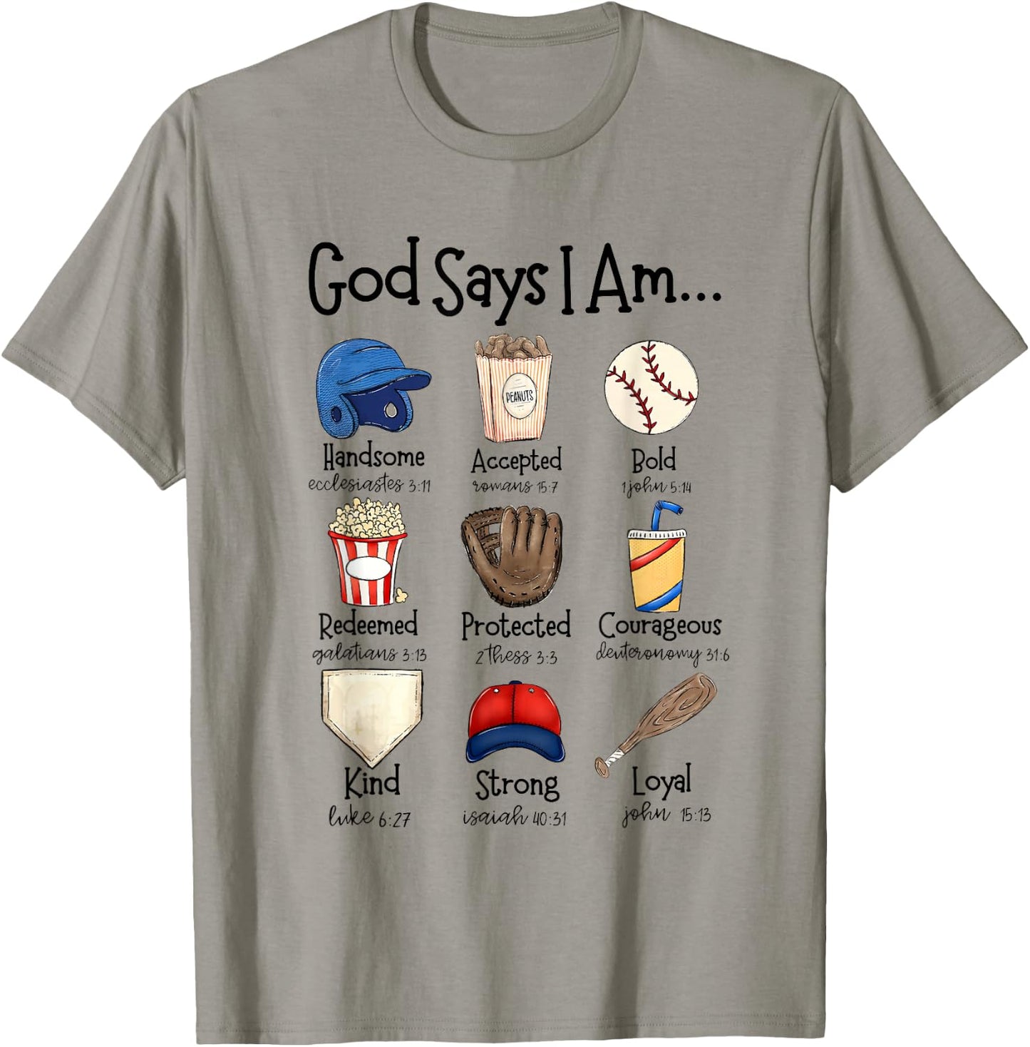 God Says I Am Baseball Christian Jesus Bible Verse Religious T-Shirt - T-Shirt | Sand