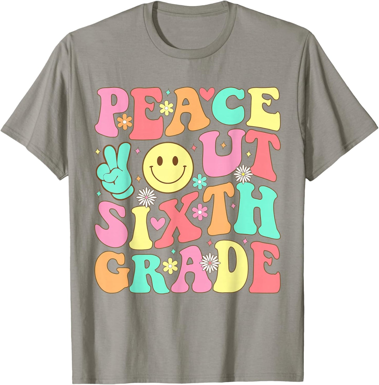 Peace Out Sixth Grade Groovy 6th Grade Last day of school T-Shirt - T-Shirt | Sand