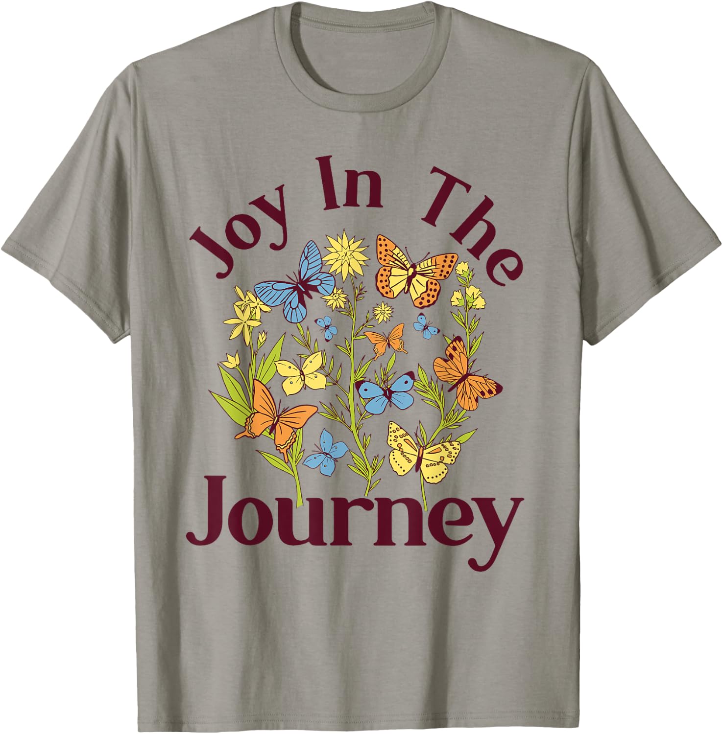 Joy In The Journey - Butterfly Flower Religious Christian T-Shirt - T-Shirt | Sand