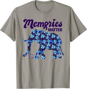 Alzheimer's Awareness Myosotis Forget me not Flower Elephant T-Shirt - T-Shirt | Sand