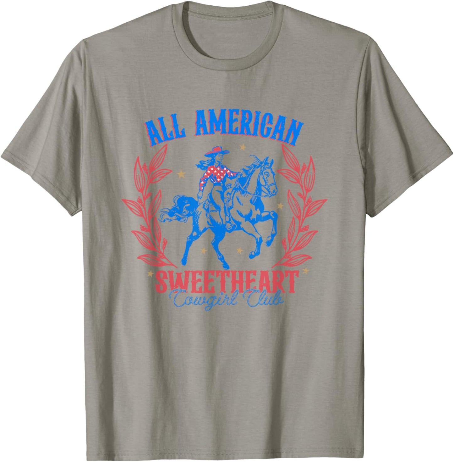 All American Cowgirl Sweetheart Club 4th Of July Western T-Shirt - T-Shirt | Sand