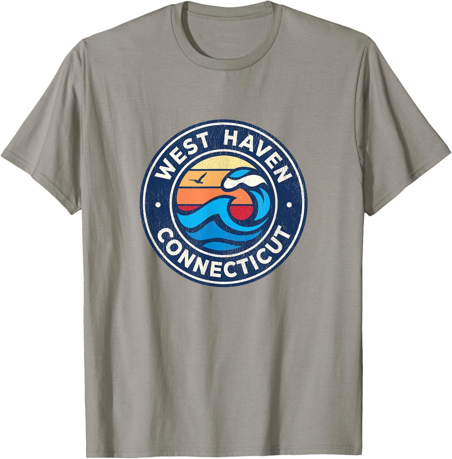 West Haven Connecticut CT Vintage Nautical Waves Design T-Shirt - T-Shirt | Sand