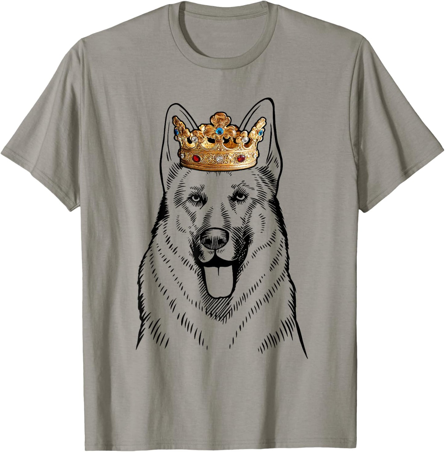 German Shepherd Dog Wearing Crown T-Shirt - T-Shirt | Sand