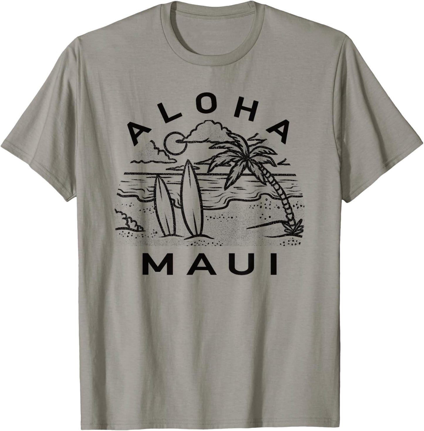 Aloha Maui Hawaii Hawaiian Island Palm Tree Surfboard Beach Men Women Kids T-Shirt - T-Shirt | Sand