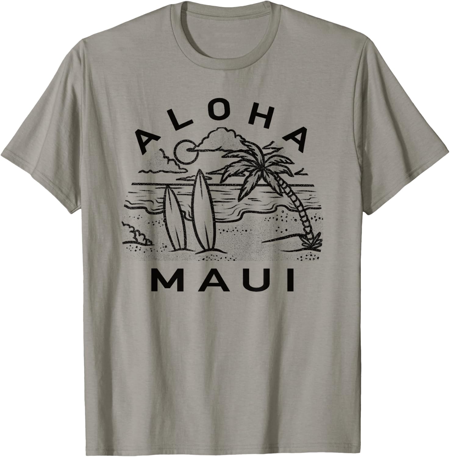 Aloha Maui Hawaii Hawaiian Island Palm Tree Surfboard Beach Men Women Kids T-Shirt - T-Shirt | Sand