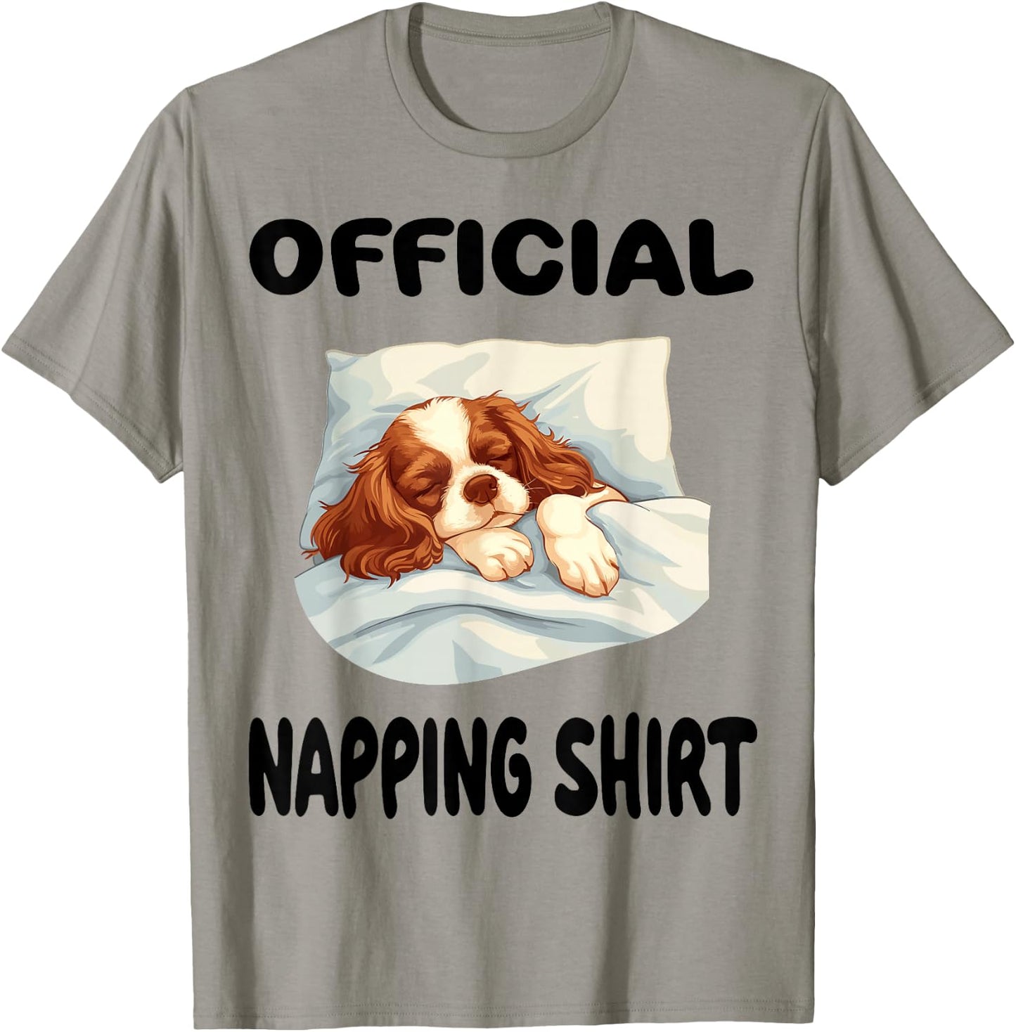 Cavalier King Charles Spaniel Dog Pajamas Official Napping T-Shirt - T-Shirt | Sand