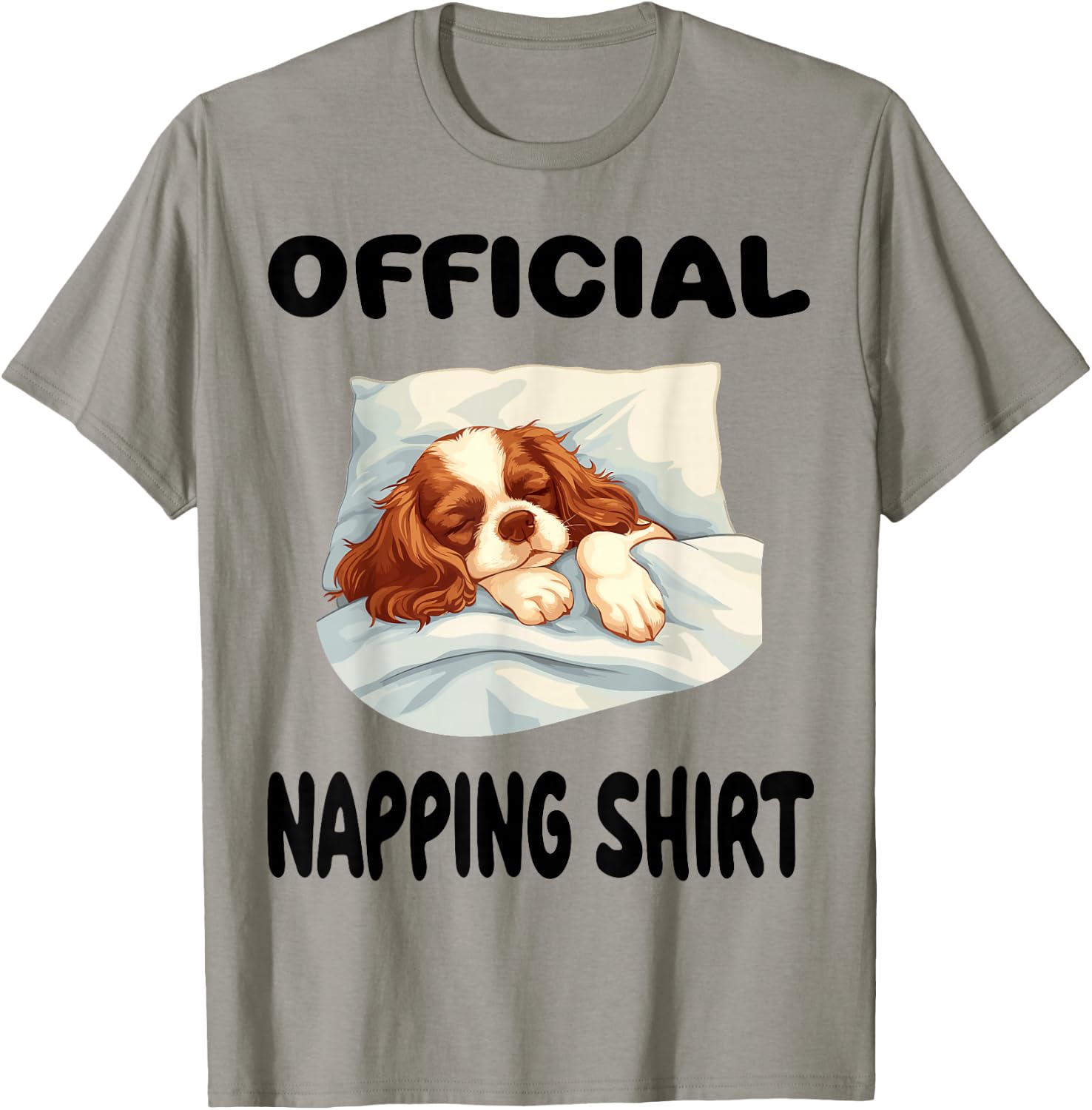 Cavalier King Charles Spaniel Dog Pajamas Official Napping T-Shirt - T-Shirt | Sand