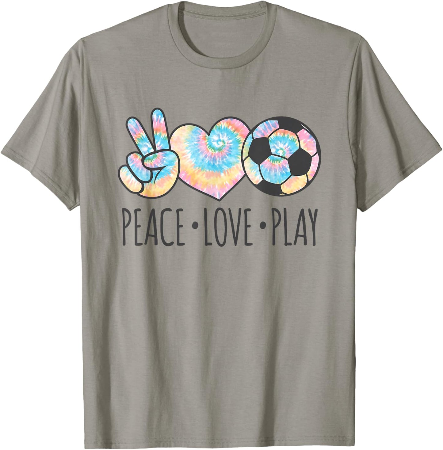 Tie Dye Soccer for Teen Girls | Peace Love Play T-Shirt - T-Shirt | Sand
