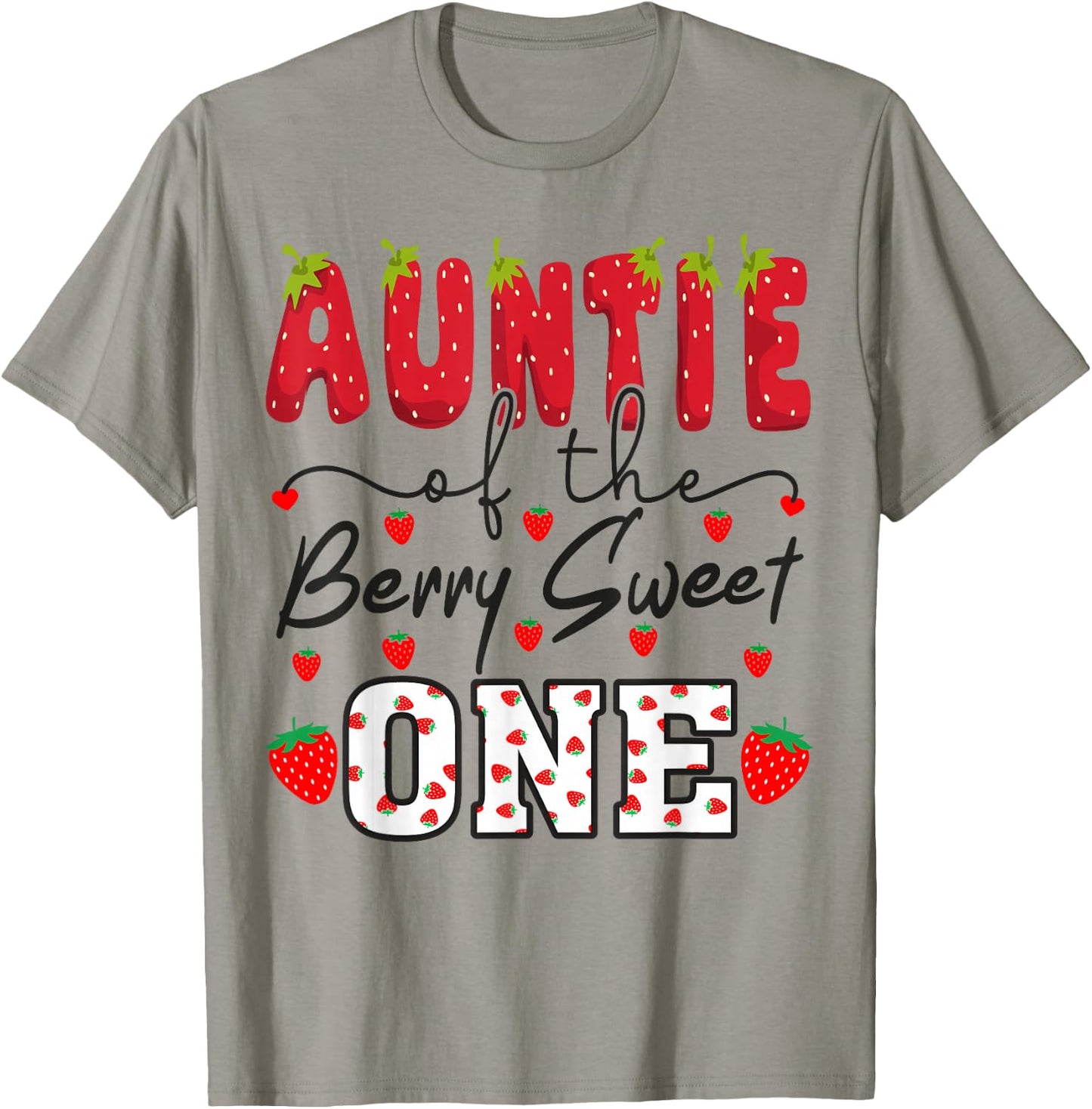 Auntie of The Berry Sweet One Strawberry Aunt T-Shirt - T-Shirt | Sand