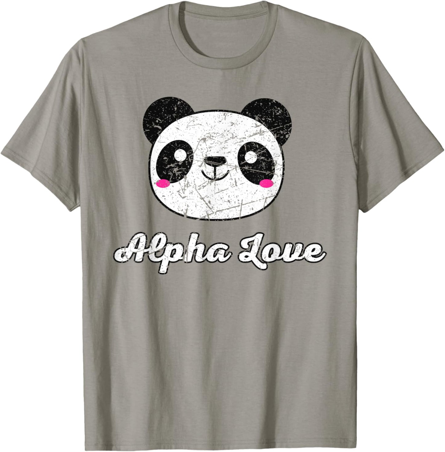 Alpha Love AOII Panda Bear Cute Kawaii O Pi Distressed T-Shirt - T-Shirt | Sand