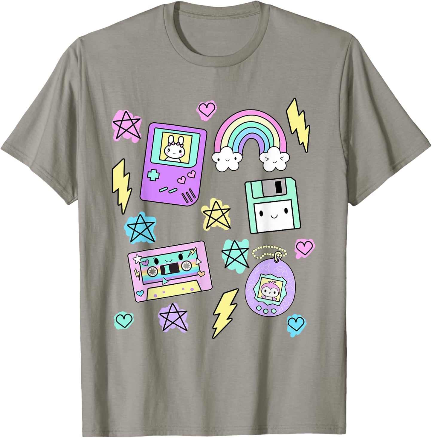 Kawaii Retro 80's 90's Gamer Cassette Clothes T-Shirt - T-Shirt | Sand