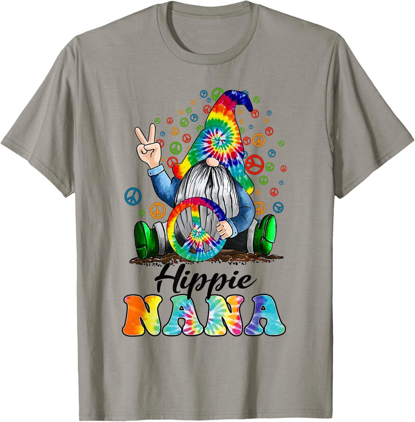 Hippie Nana Gnome Colorful Gnome Mother's Day Gift T-Shirt - T-Shirt | Sand
