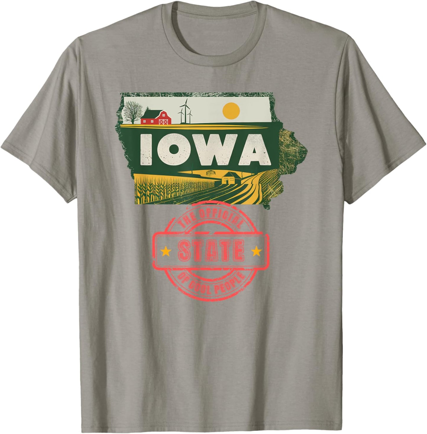 Iowa Map The Official State Of Cool People Local Roots T-Shirt - T-Shirt | Sand