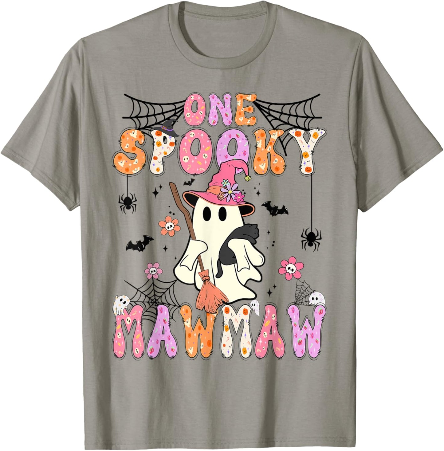 Groovy One Spooky Mawmaw Retro Halloween Cute Ghost T-Shirt - T-Shirt | Sand