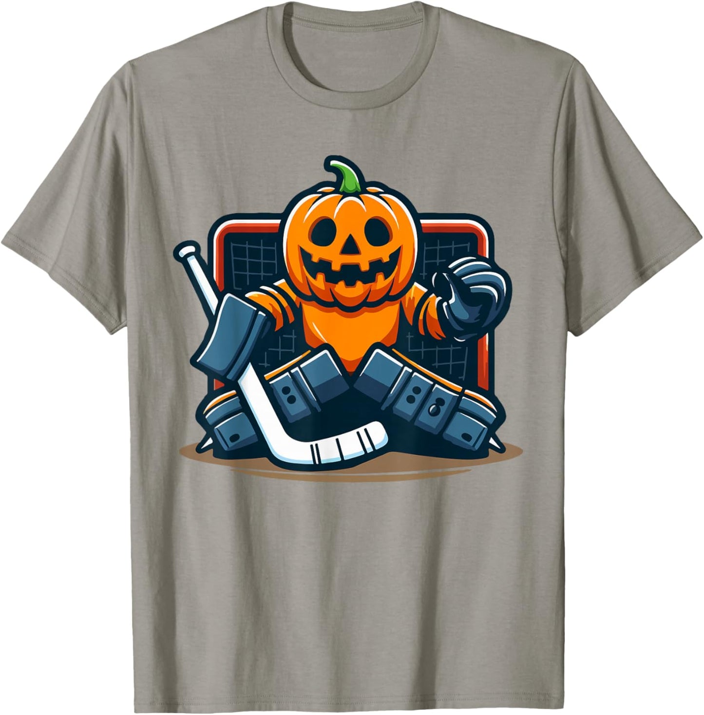 Halloween Pumpkin Ice Hockey Goalie T-Shirt - T-Shirt | Sand